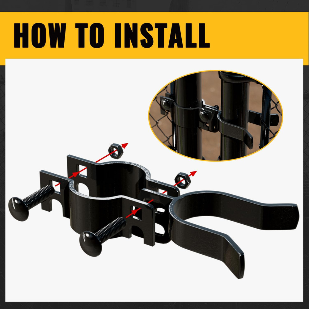 1-3/8" Black Chain Link Gate Hinge & Latch Kit, Include 1-3/8" Gate Hinge Kit an