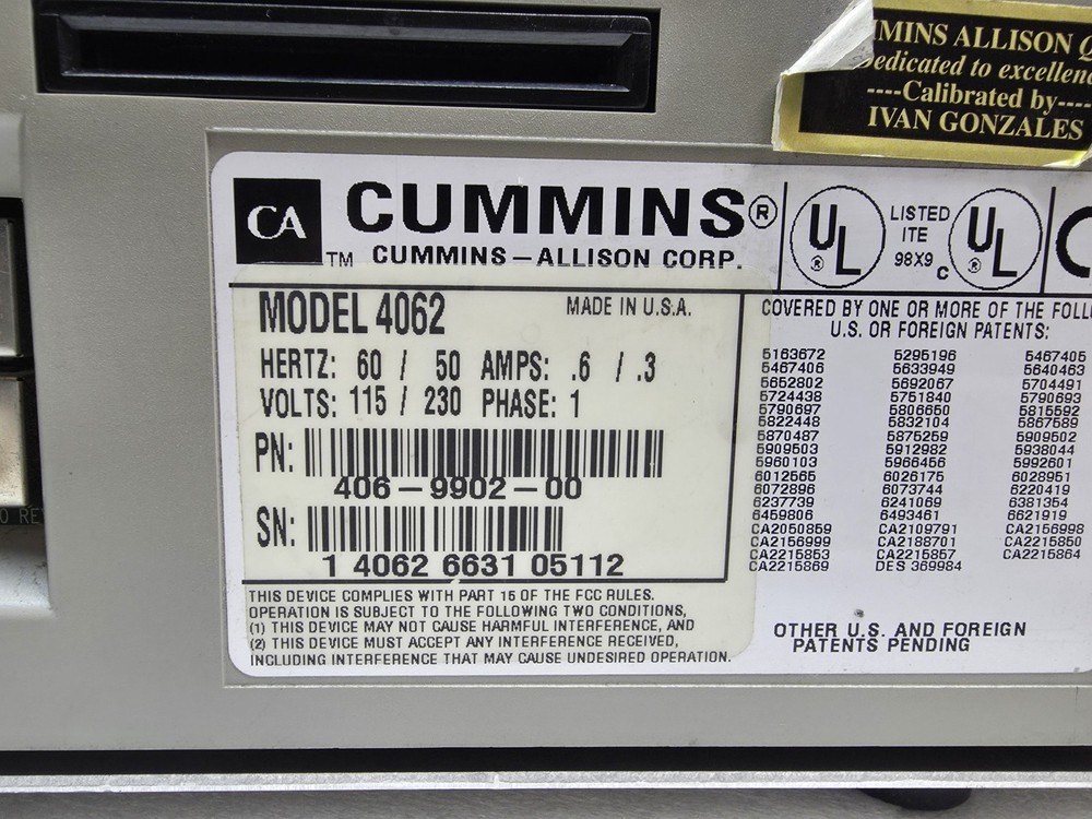 Cummins JetScan 4062 Currency Counter Power Tested *Read*