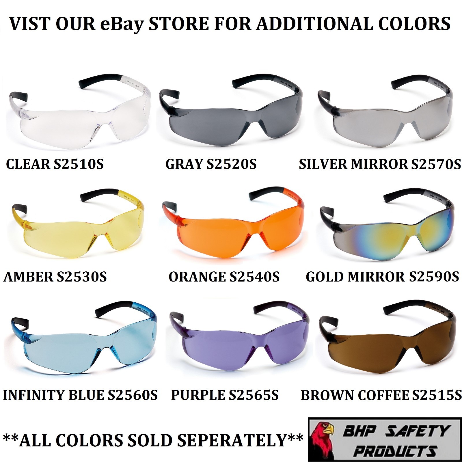 (3 PAIR) PYRAMEX ZTEK CLEAR LENS SAFETY GLASSES WORK SHOOTING EYEWEAR S2510S