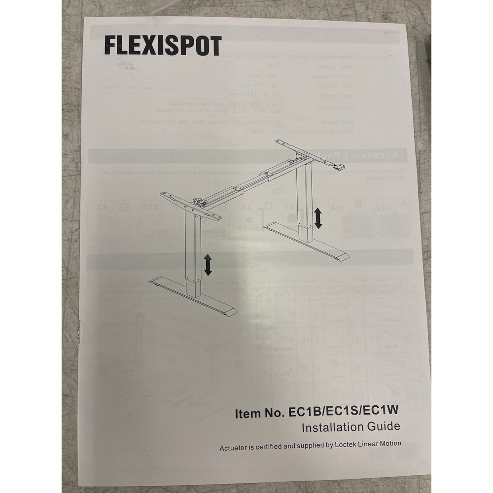 FLEXISPOT Desk Frame w 2-Button Electric Controller Sit & Stand EC1S Silver