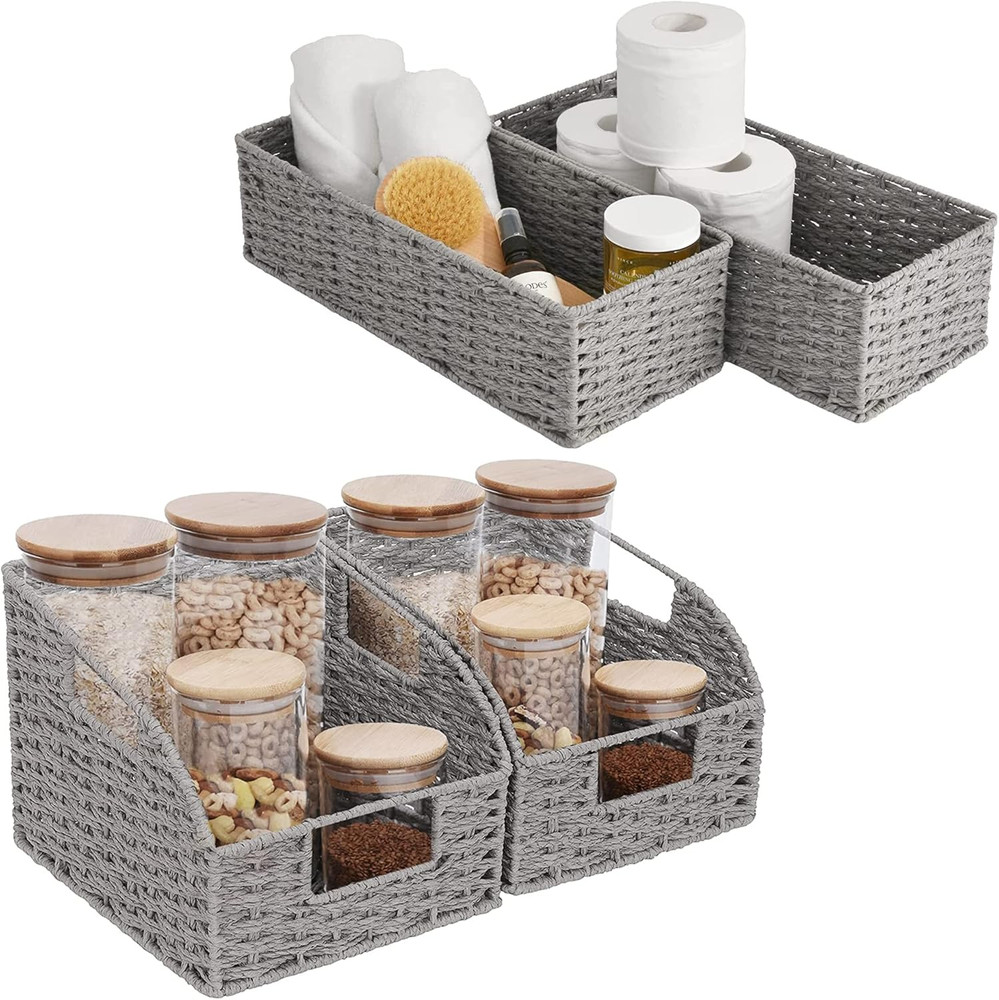 Rope Paper Storage Baskets Set, Gray