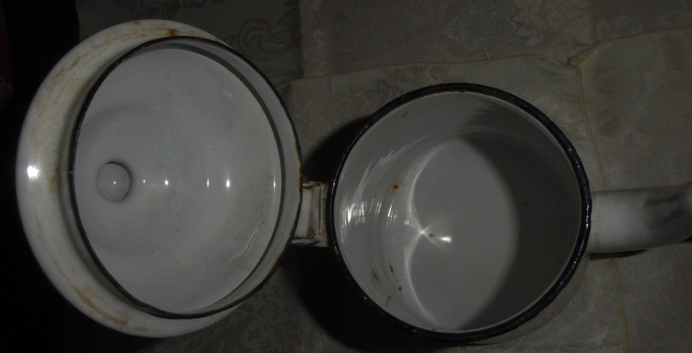 Vintage White Enamel Coffee Pot