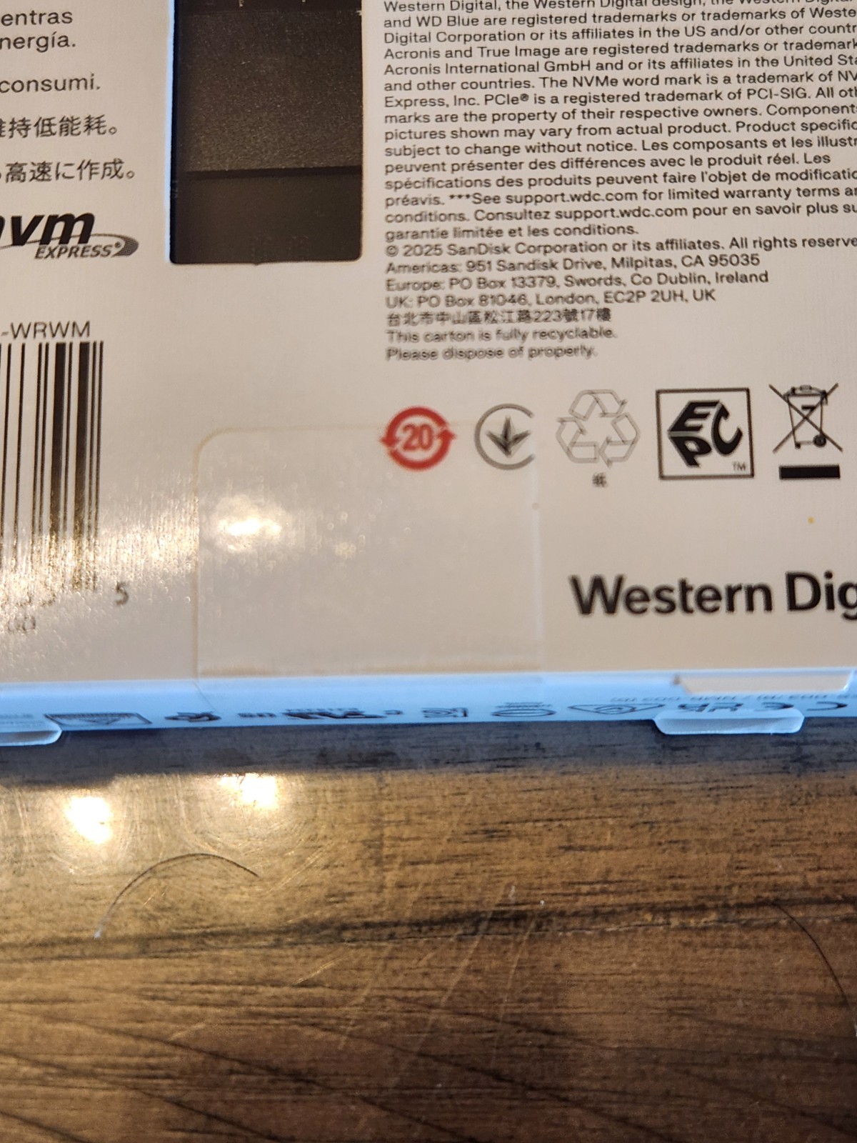 Western Digital WD Blue SN5000 1TB NVMe PCIe Gen4 M.2 SSD - New Sealed