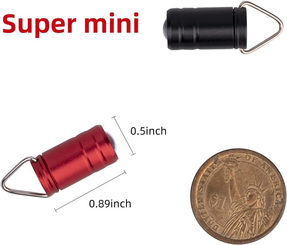 Mini Keychain Flashlight, The Smallest Micro Small Tiny Led Black and Red