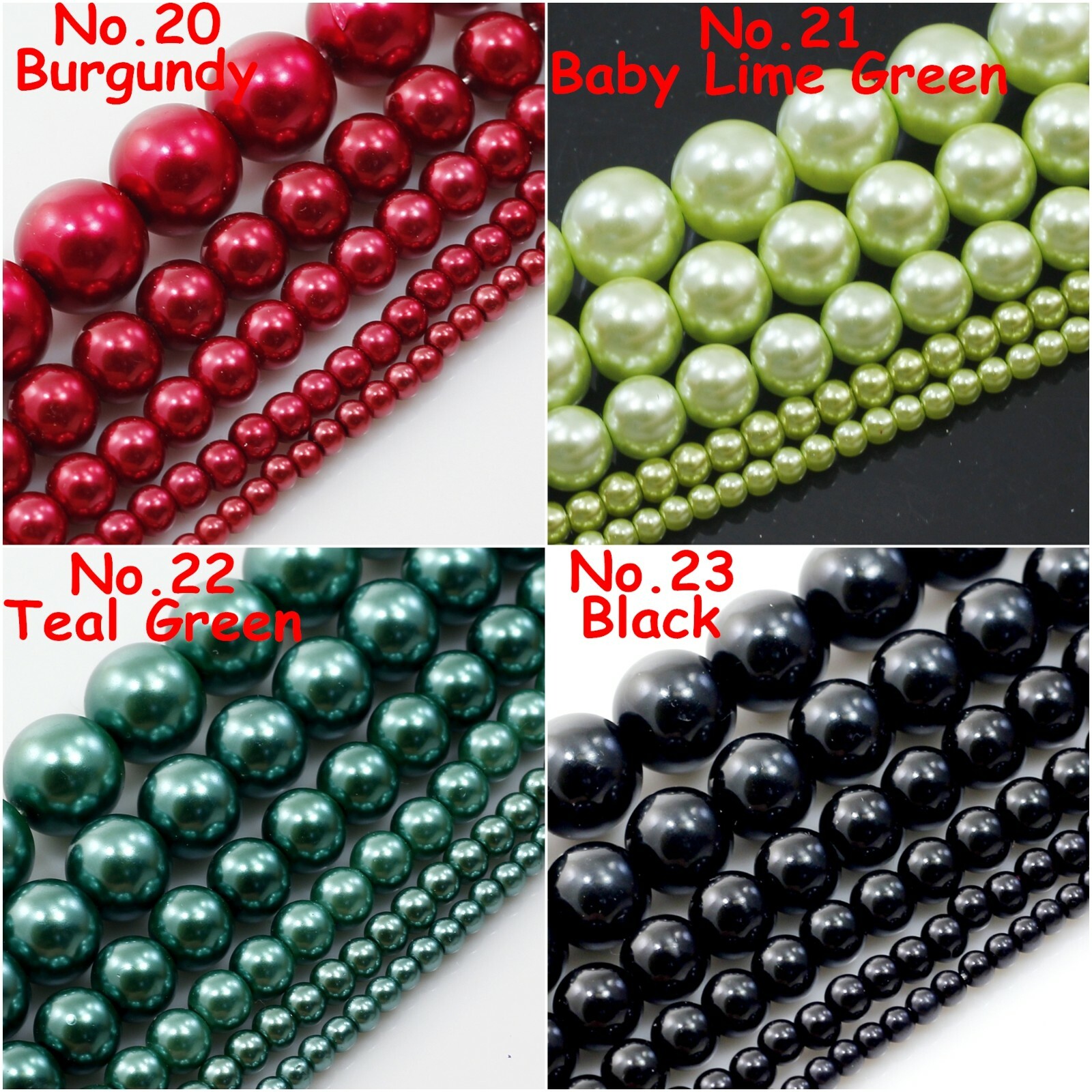 High Quality Glass Pearl Round Spacer Loose Beads 3mm 4mm 6mm 8mm 10mm 12mm 15"