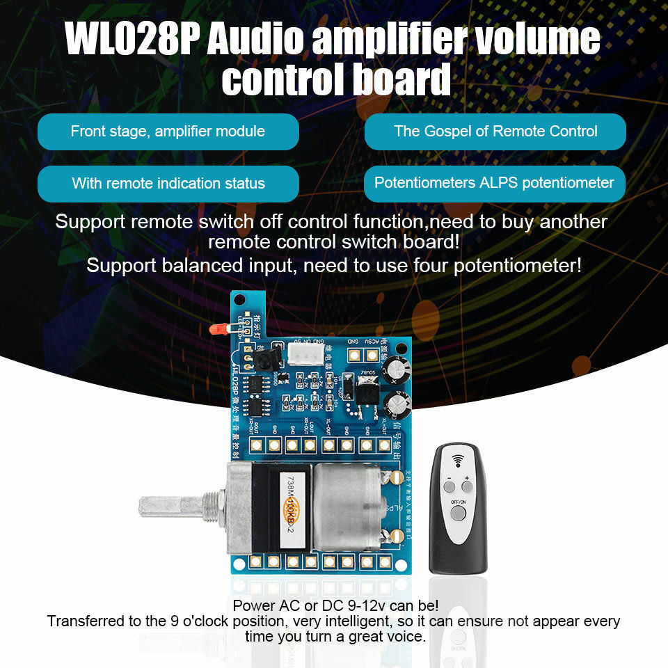 9V Infrared Remote Control Volume Control Board Pre AMP Motor Potentiometer