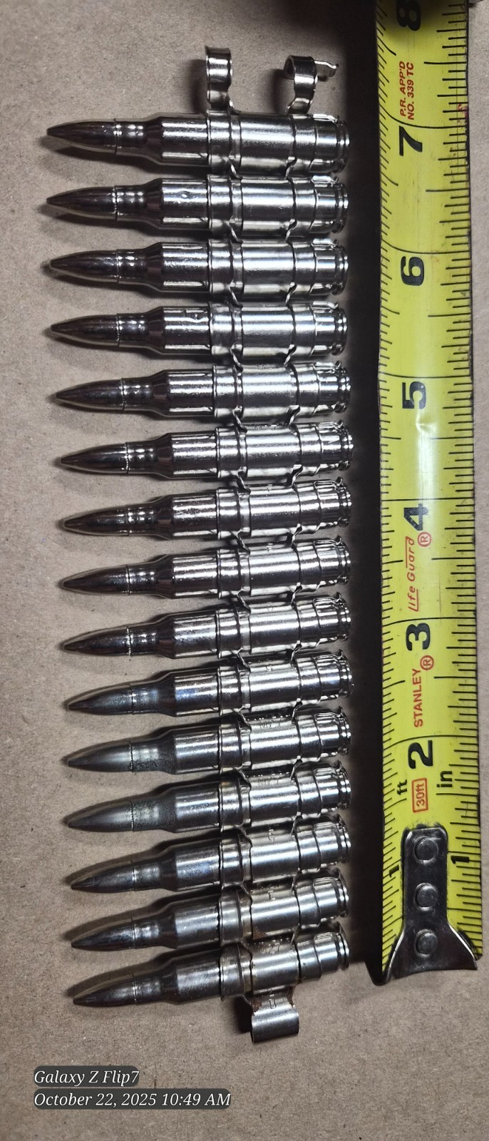 Metal Bullet Belt - Nickel & Copper -Real-Full Metal Jacketed bullets.