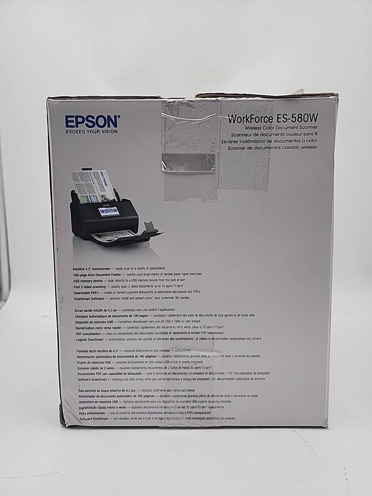 Epson WorkForce ES-580W Wireless Duplex Document Scanner Low Use ~10 Scans Teste