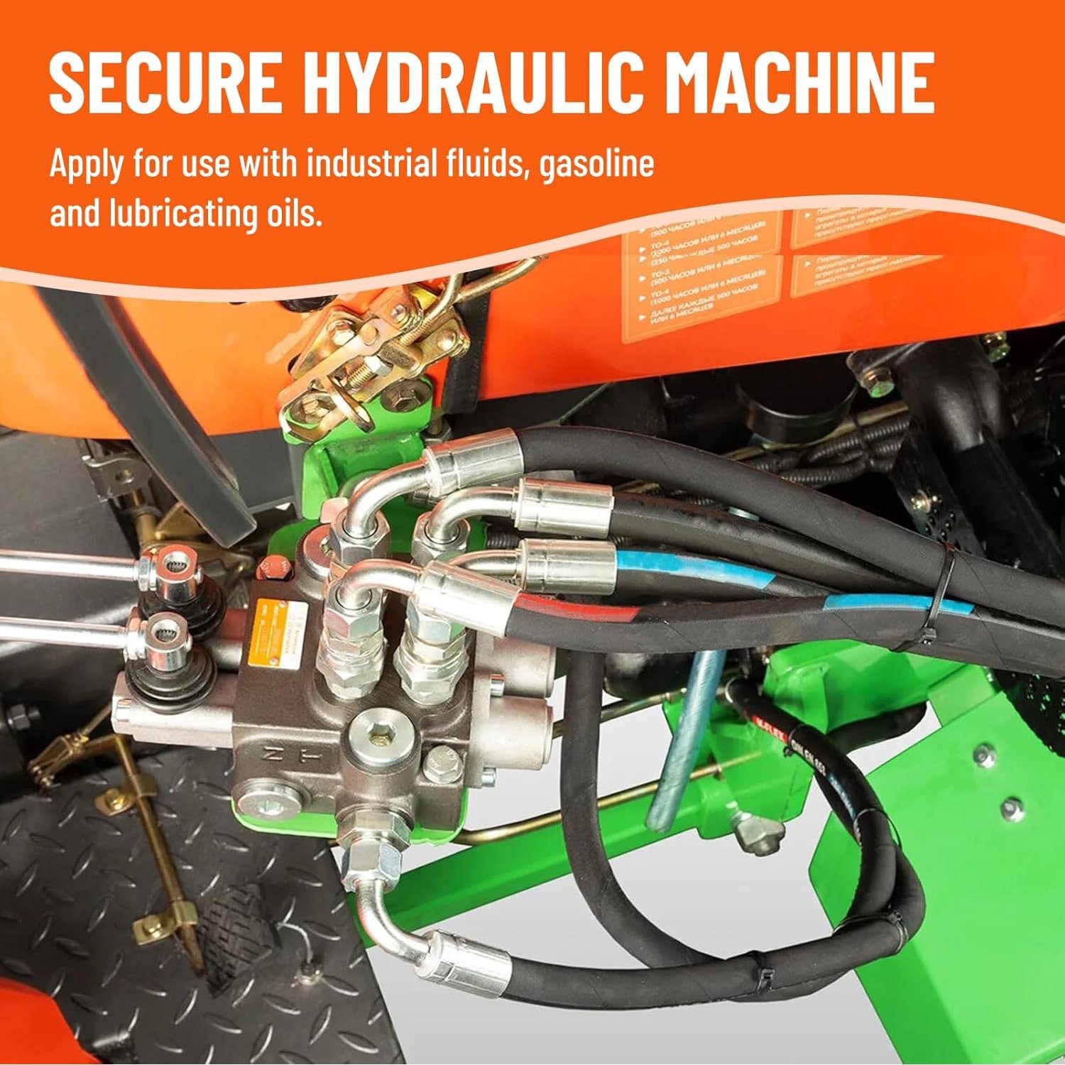 Hydraulic Hose Kit 33FT Hose + Straight & 90° 1/4" JIC & 1/4" NPTF Male Fittings