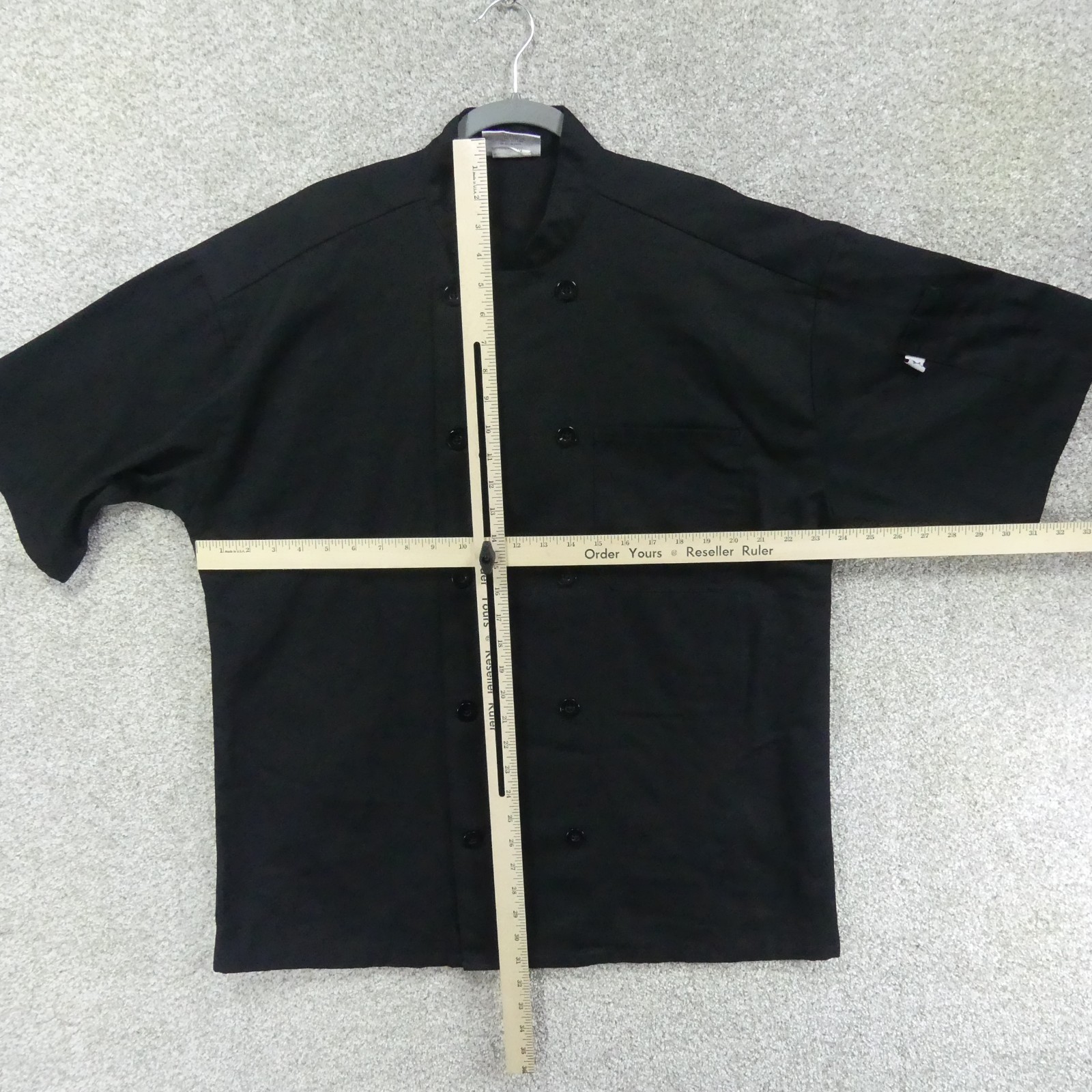 Uncommon Theads Chef Coat Unisex Large Black Short Sleeve 0415