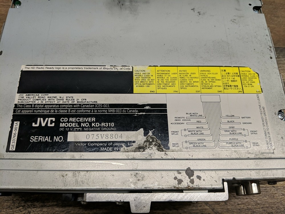 JVC KD-R310 CAR STEREO