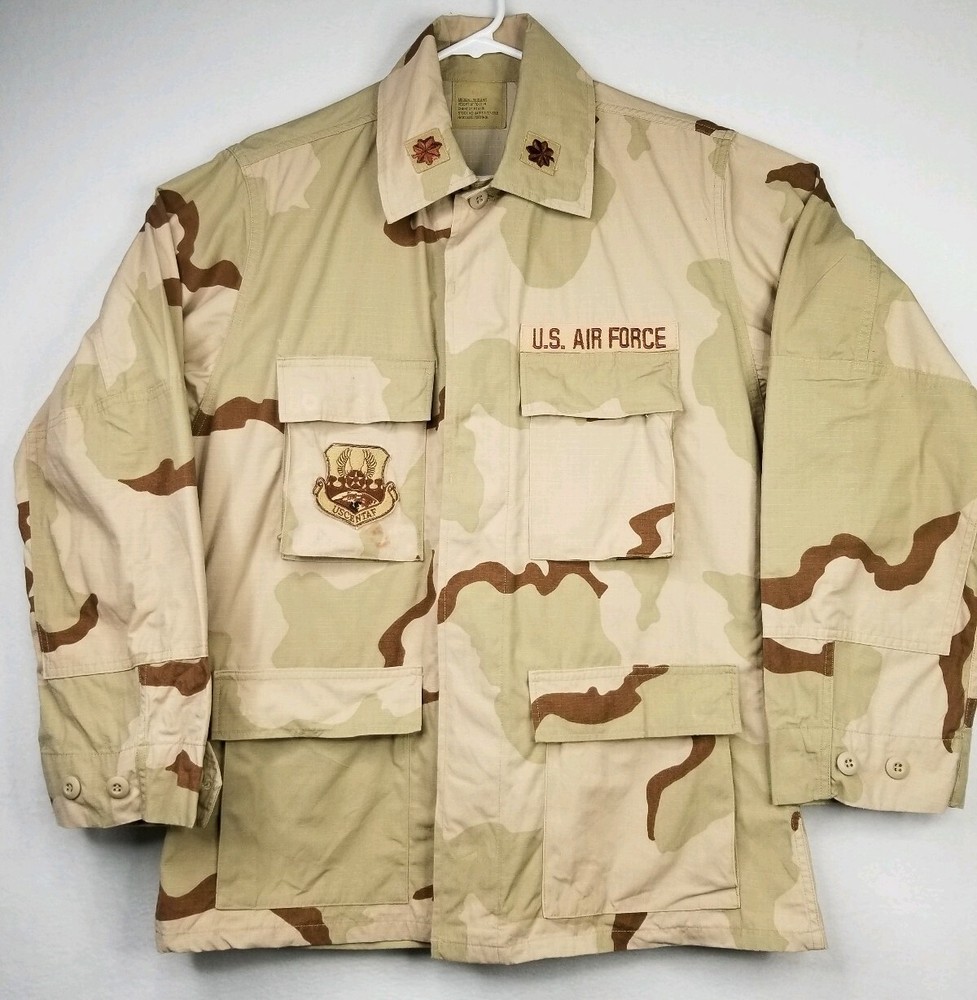 USAF Air Force Desert Camouflage Jacket USCENTAF Patch "chocolate chip" Medium