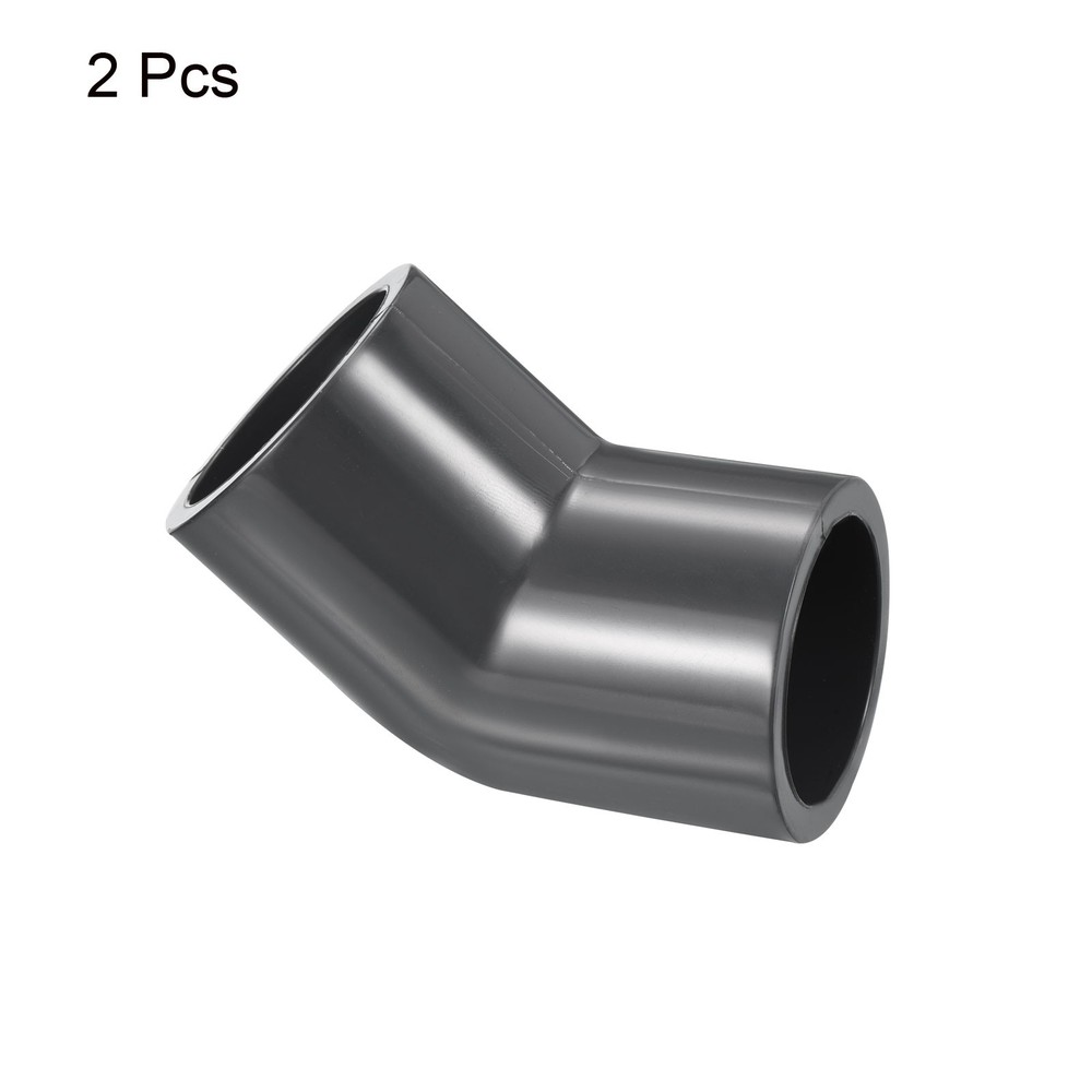 UPVC Elbow Fitting Pipe Program 80 1", 2pcs 45 Degree Connector, Grey