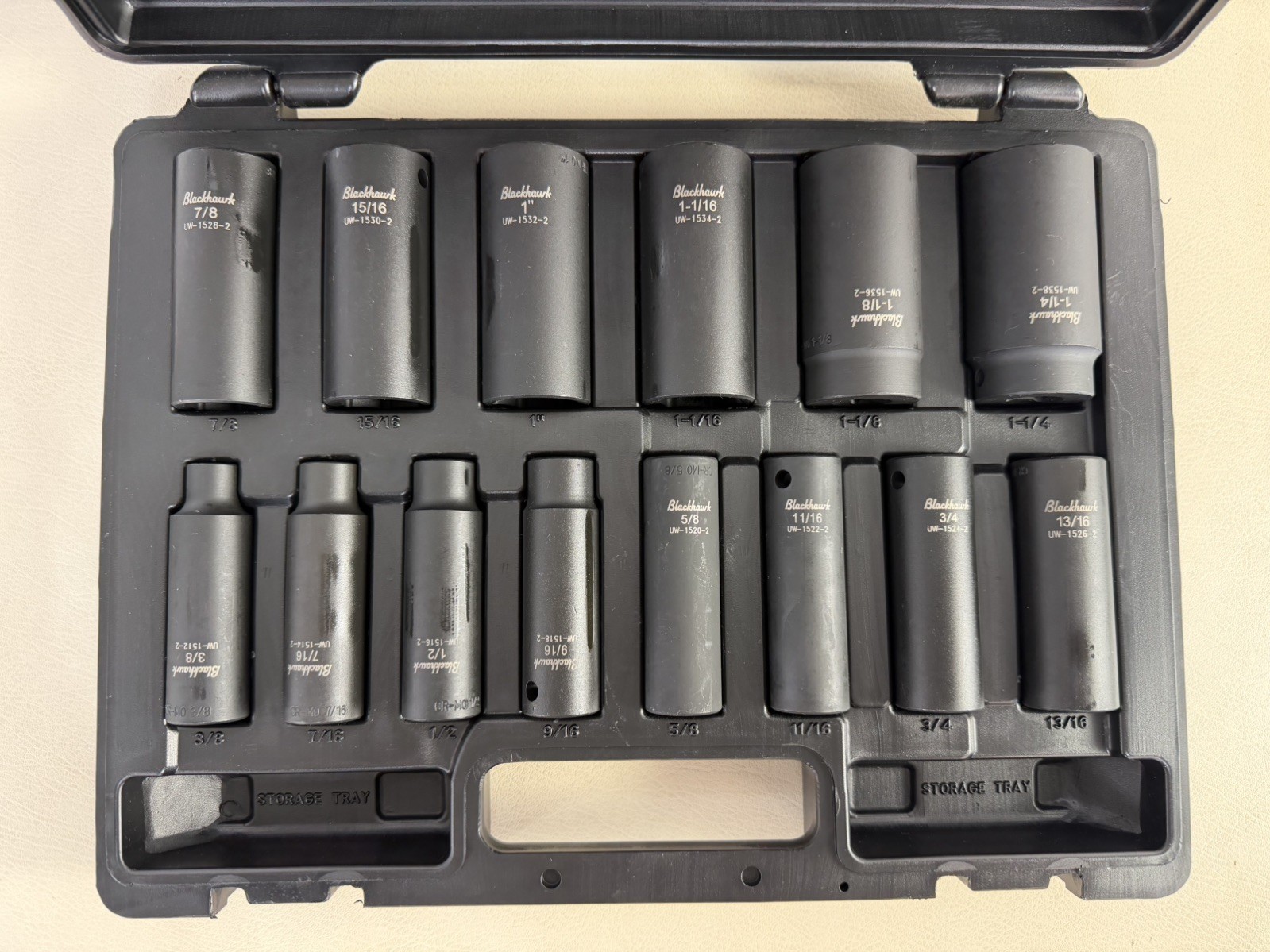 14pc Blackhawk Proto Tool 1/2" Drive Deep Impact Sockets SAE 6-Point 3/8-1 1/4”