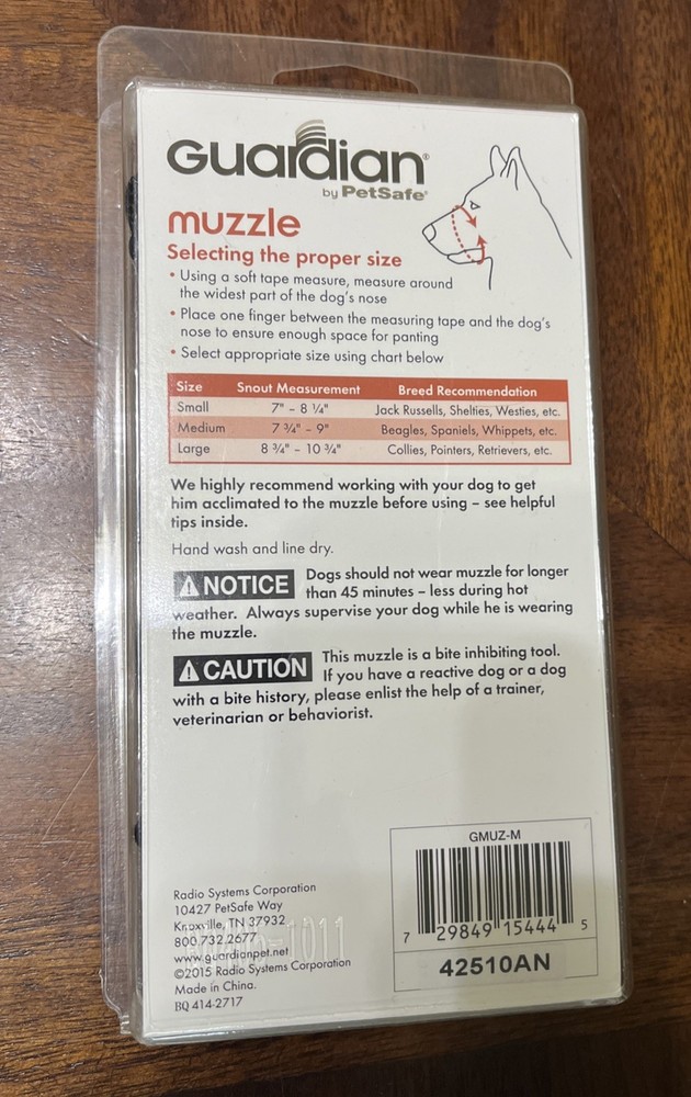 Guardian Muzzle by Petsafe Adjustable Mesh Muzzle - Size Medium.
