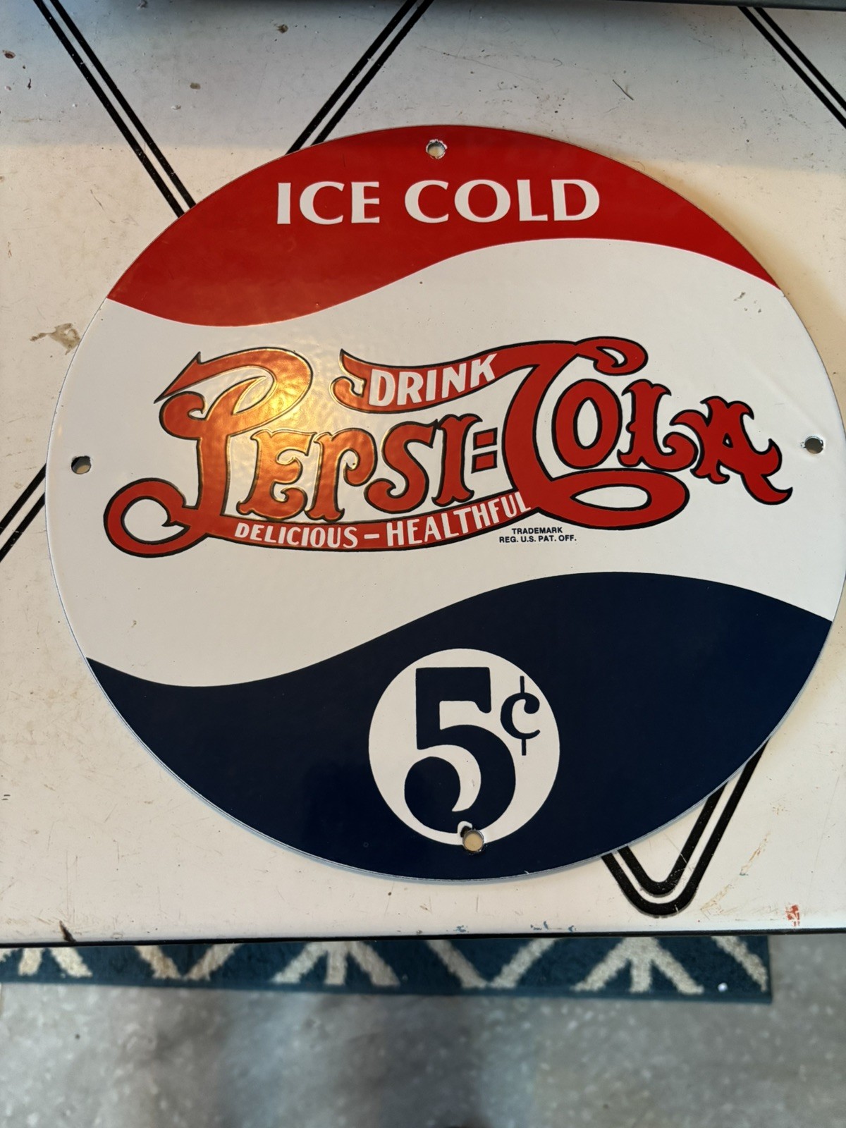 VINTAGE PEPSI COLA PORCELAIN SIGN GAS STATION BOTTLE COKE COCA DEW A & W OIL