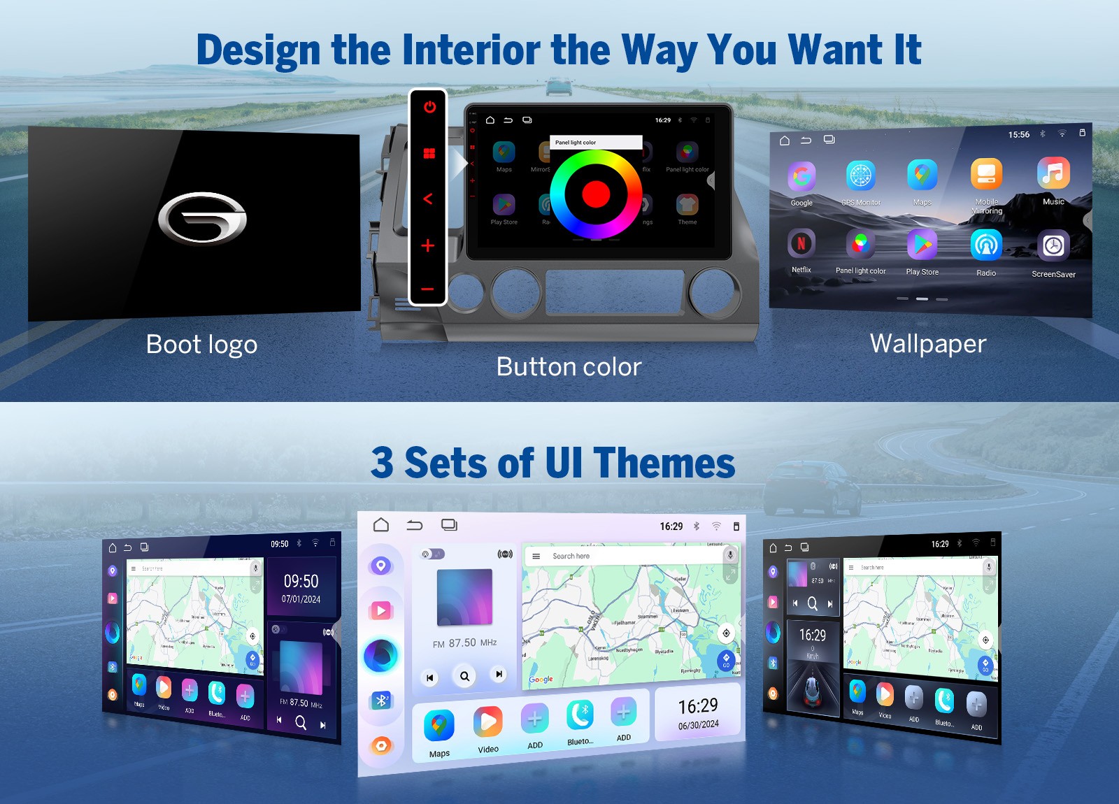 10.1" Touch Screen Carplay Android 14 For 06-11 Honda Civic Car Stereo Radio GPS