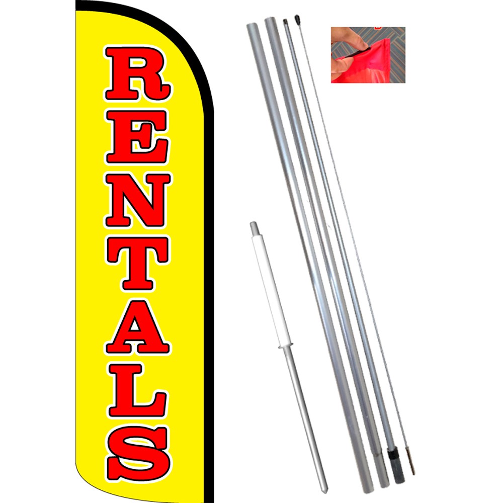 RENTALS Premium Windless Feather Flag Bundle (Complete Kit) OR Optional Replacem