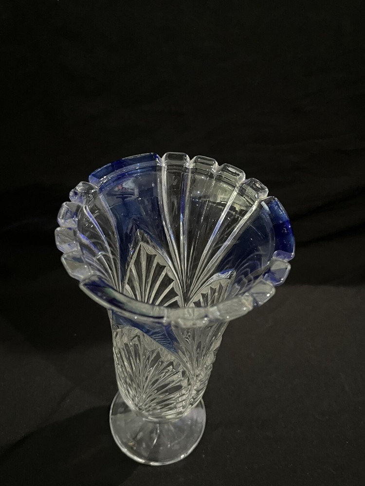 Clear Vase With Blue Accents