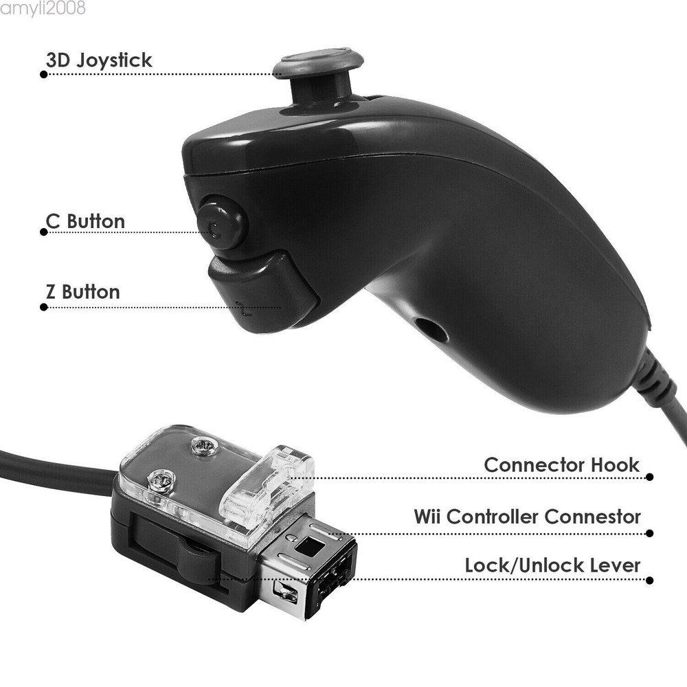 2Set Wii Remote Controller Motion Plus&Nunchuck for Wii/Wii U Console Video Game