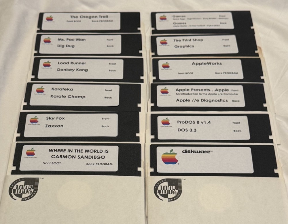 Apple IIe Computer Software bundle w/ Games - Applications - DOS - Diagnostics