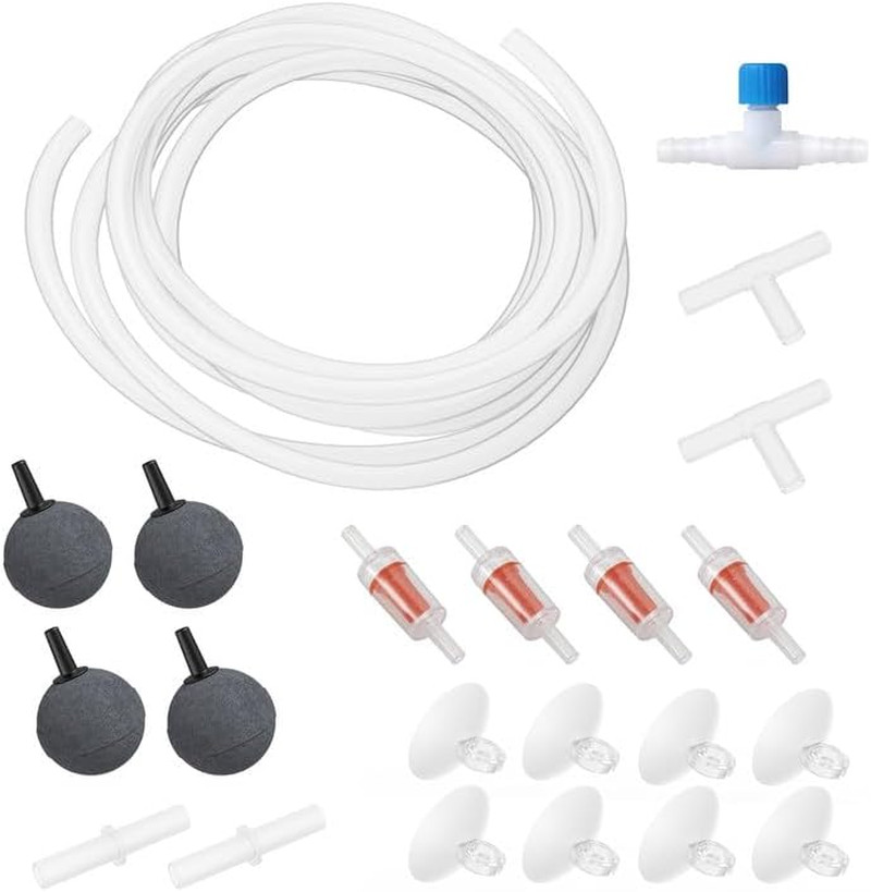 Aquarium Air Pump Accessories Kit with Standard Tubing, Air Stones, Check Valves