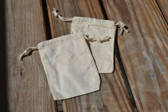 8"x12" Cotton Canvas Double Drawstring Muslin Bags (Natural Color)