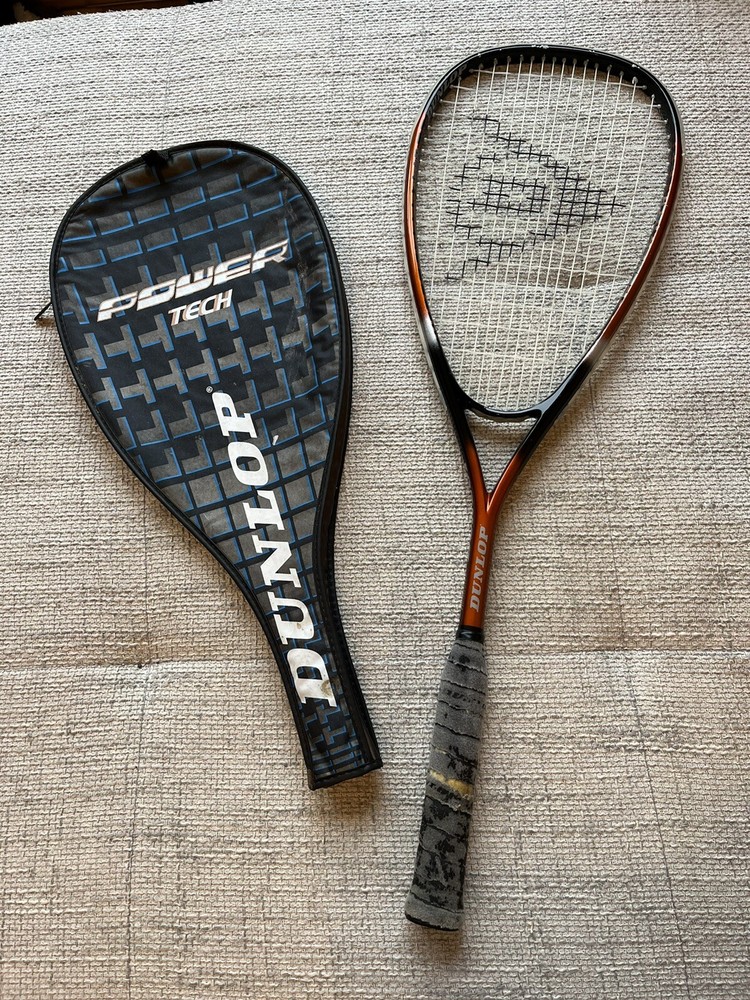 Dunlop orange Squash Racket power tech 500cm2 bag