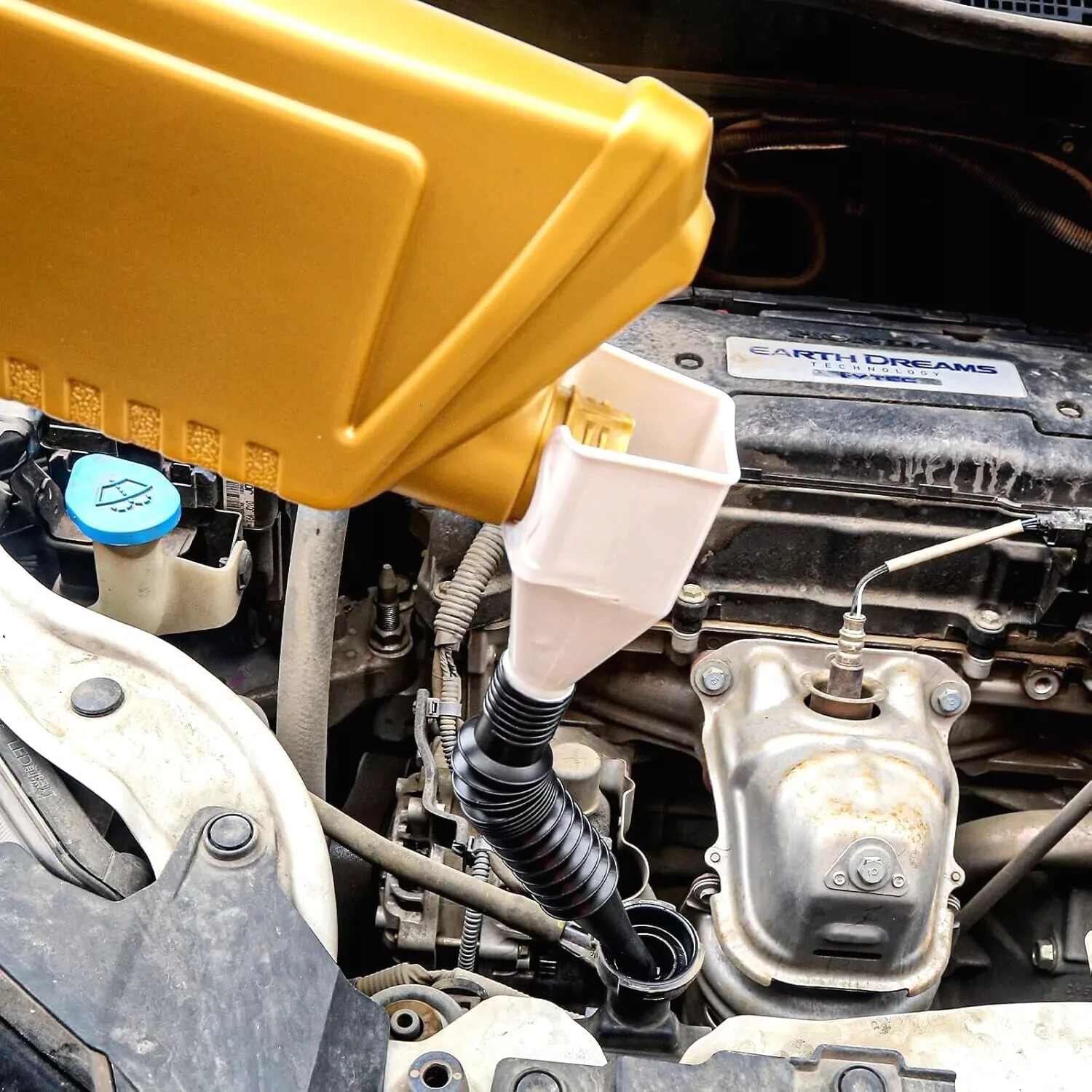 Flexible Snap Funnel "ONE HAND ONLY" Adapter Spill Free Oil Gas Coolant Filling