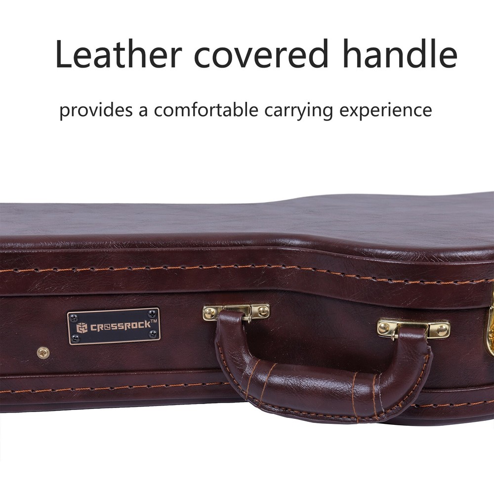 Crossrock Hardshell Wood Case for Baritone Ukulele Case, Brown