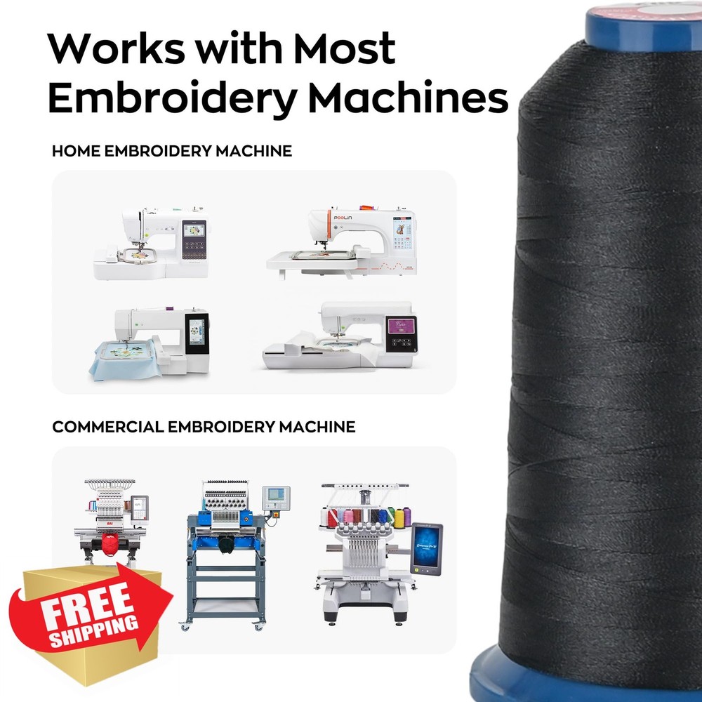 Poolin White Embroidery Thread 4 Rolls 4000M Polyester Machine Thread