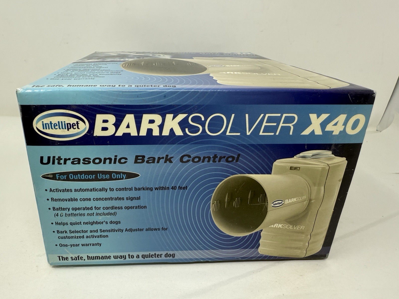Intellipet Bark Solver x40 Ultrasonic Outdoor Dog Bark Control ~ Open Box *Read