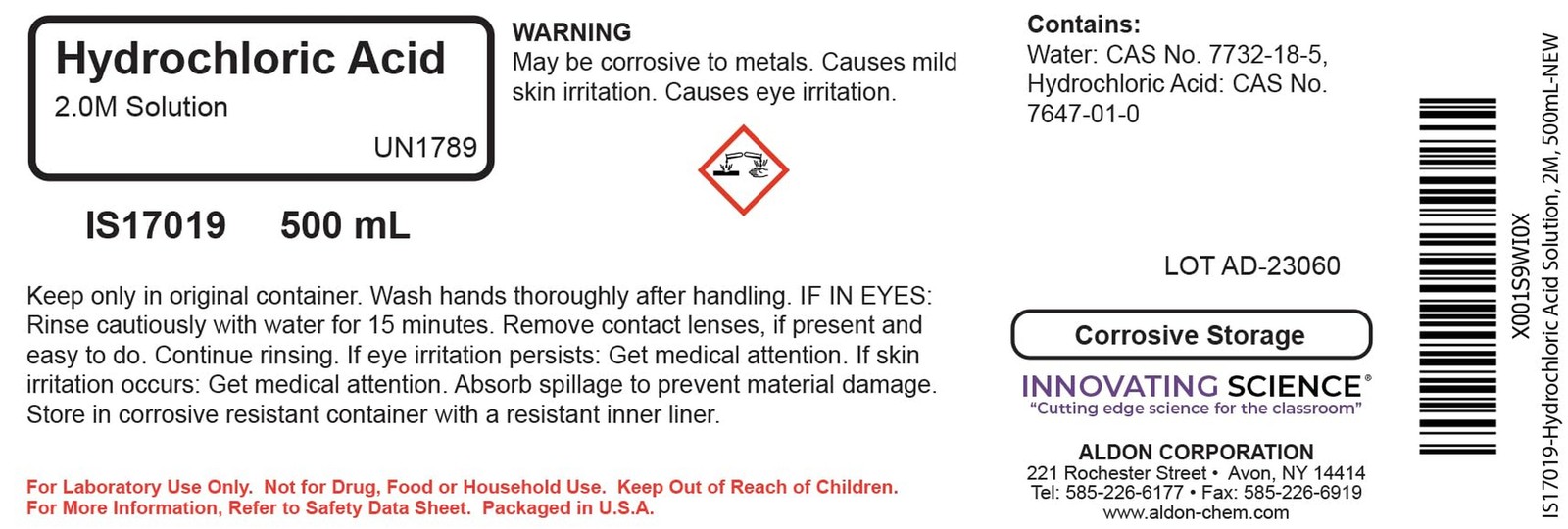 Hydrochloric Acid Solution, 2M, 500mL - The Curated Chemical Collection
