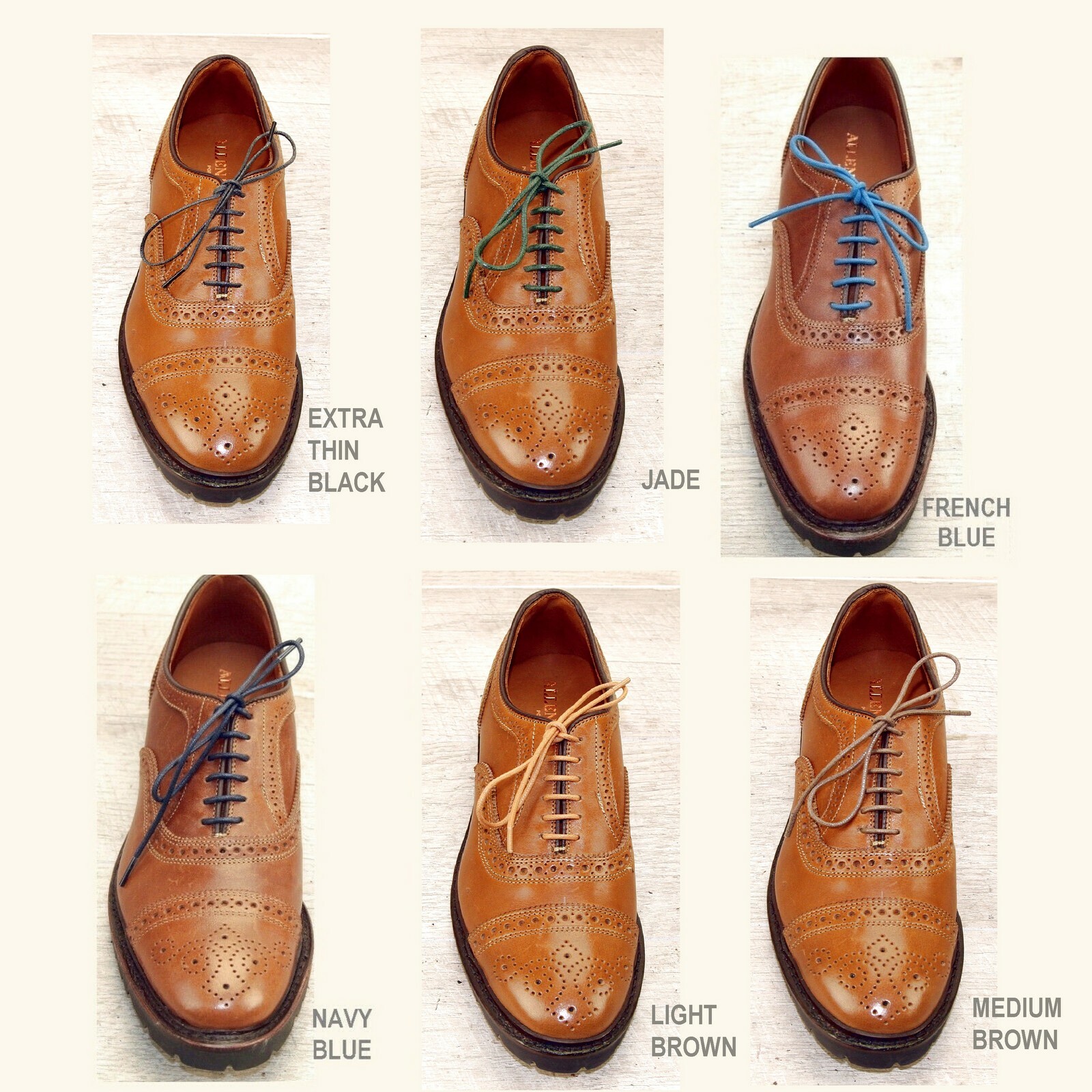 EXTRA THIN BROWN Waxed Cotton SHOELACES Laces (any qty = one ship) Allen Edmonds