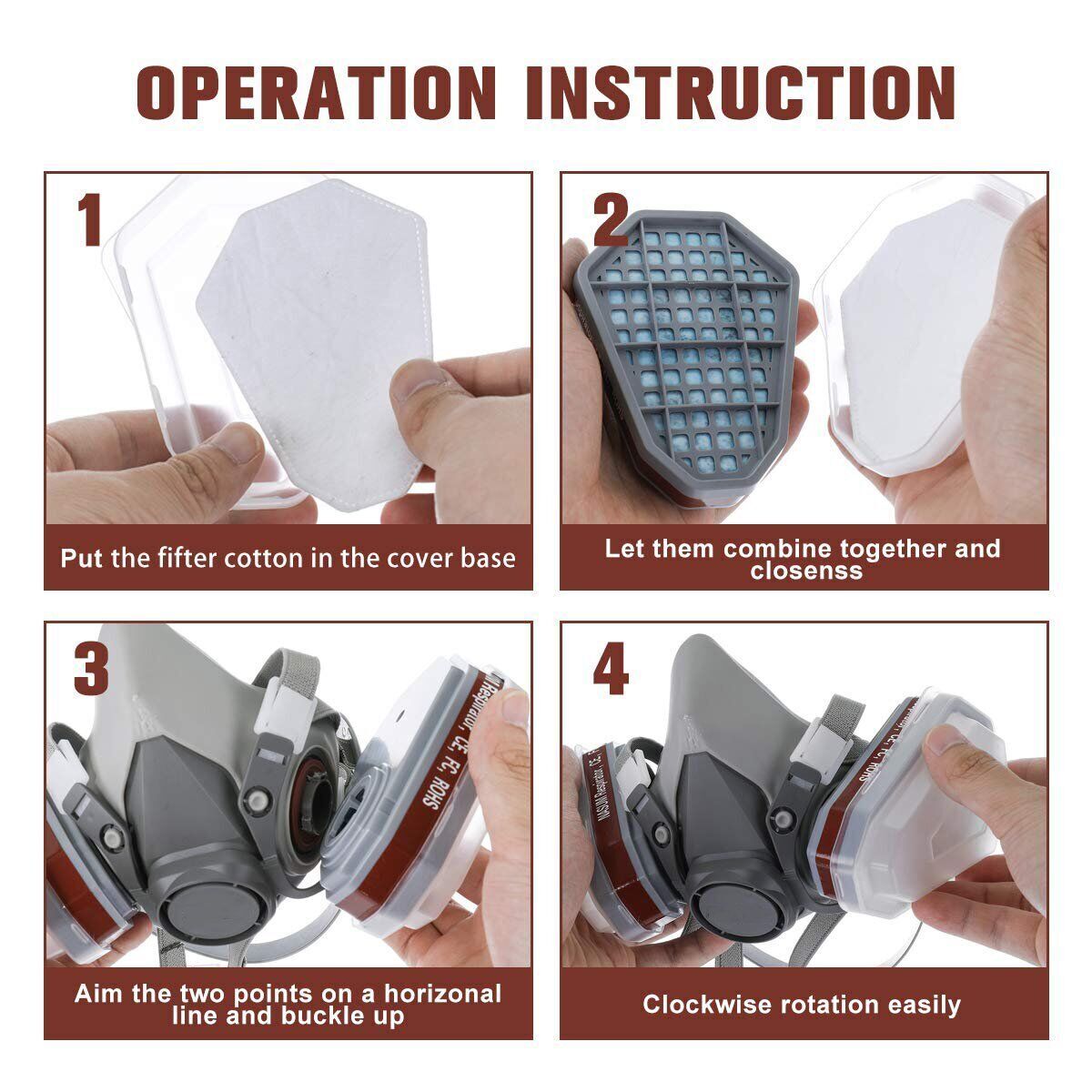 PRO 6200 Half Face Gas Mask Cover Painting Spraying Respirator Work Facepiece