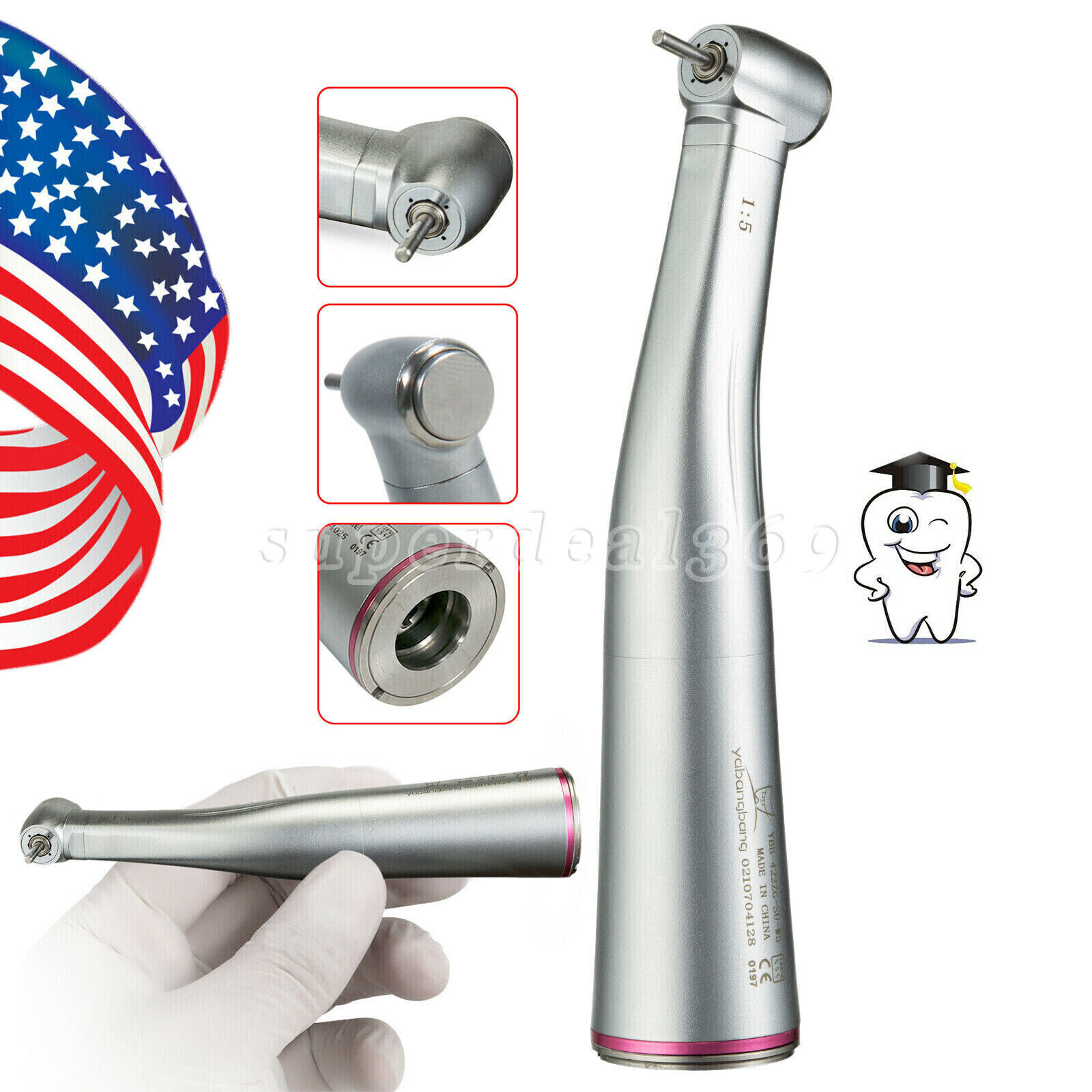 Dental 1:1 1:5 20:1 Implant (LED)low Speed Contra Angle Handpiece Fit NSK E-type