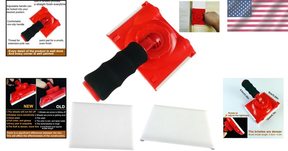 Pro-Grade Paint Edger with Rotatable Handle & Replacement Pads for Precision