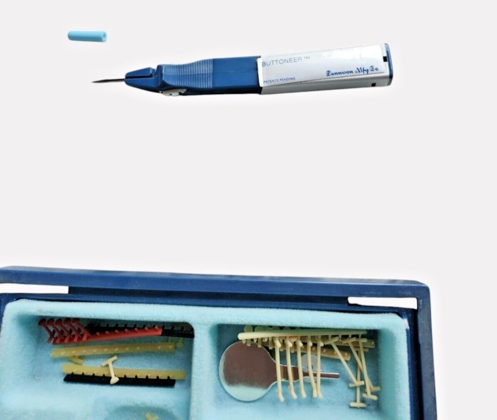 Button Attacher Kit By Dennison - Complete Set With Instructions & Storage Box