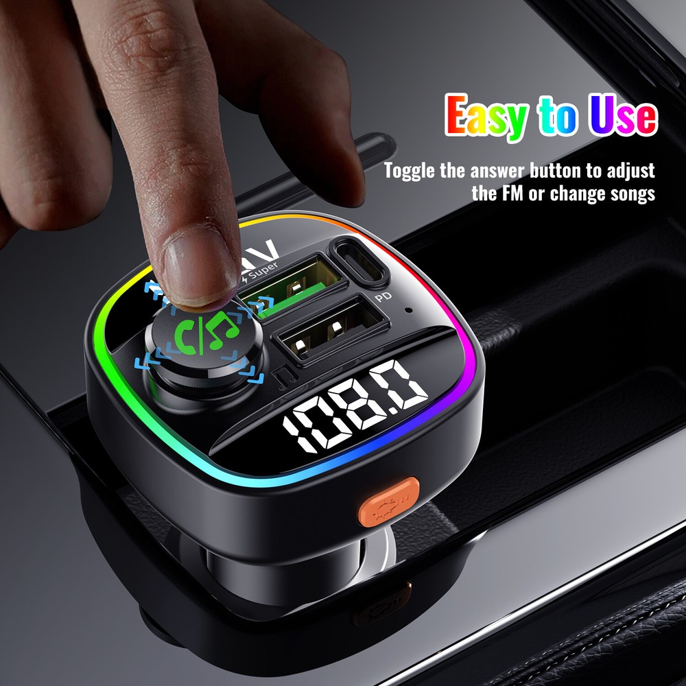 Dual USB Car Charger & Bluetooth FM Transmitter - Wireless MP3 Audio Adapter USA