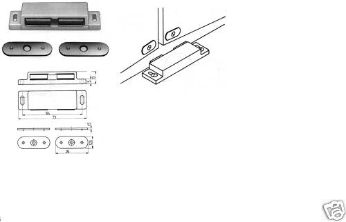 HETTICH DOUBLE MAGNETIC CATCH, PLASTIC, WHITE,73mm LONG