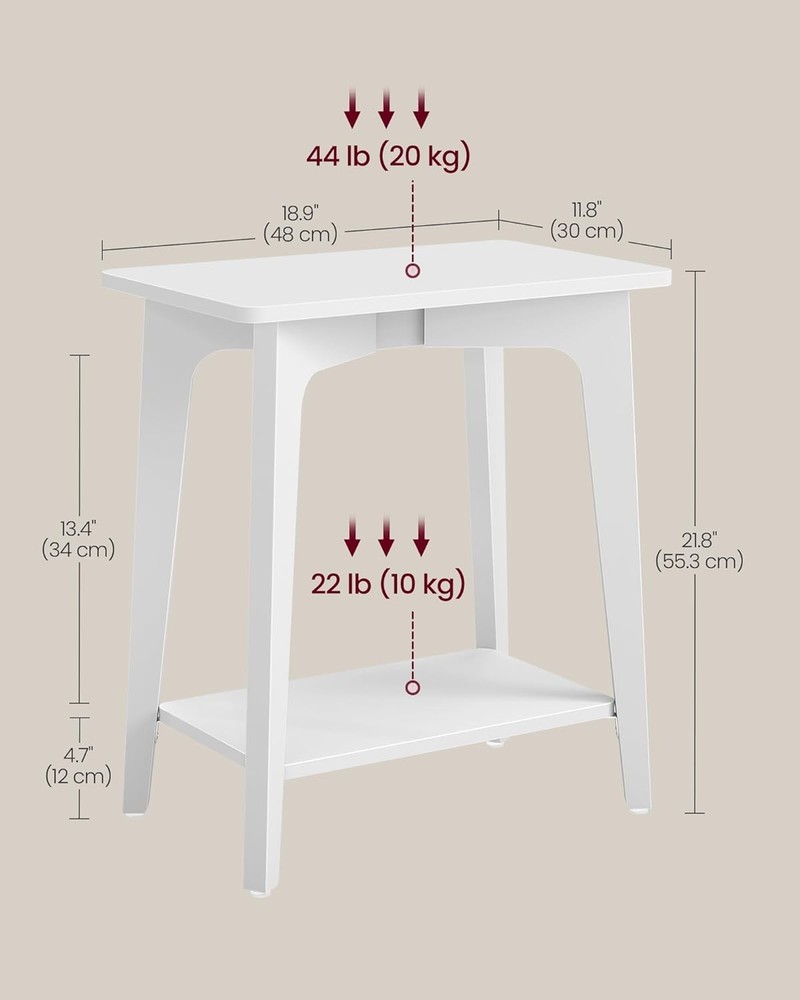 Collection Side Table 2-Tier Small Rectangular End Table 11.8 x 18.9 x