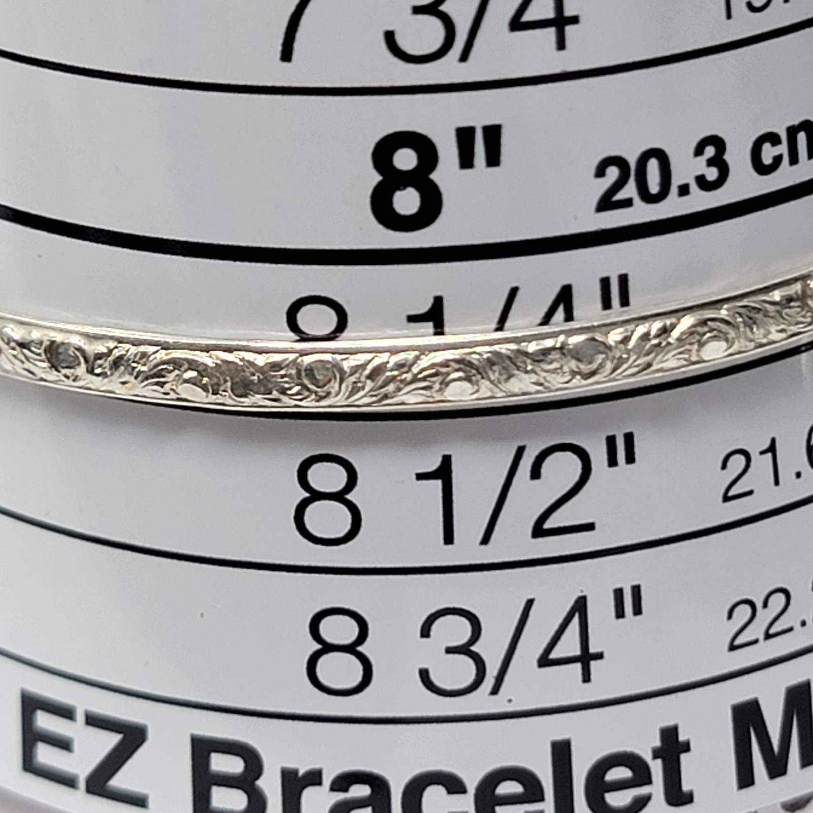 Vintage Sterling Silver 925 FANCY Bangle Bracelet Size 8.25" 3.5mm