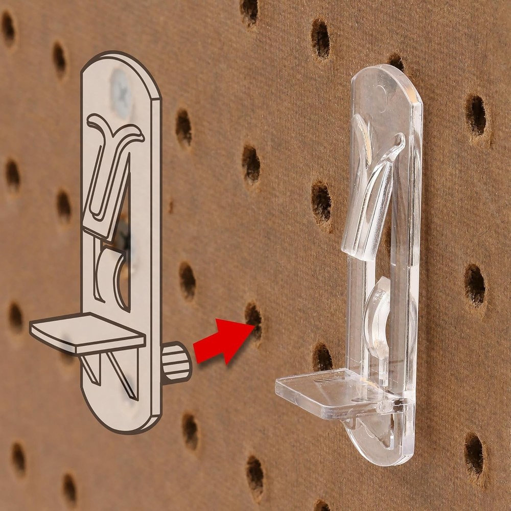 Self-Locking Shelf Support Pegs - 1/4" Diameter Clear Plastic, 4 Pack