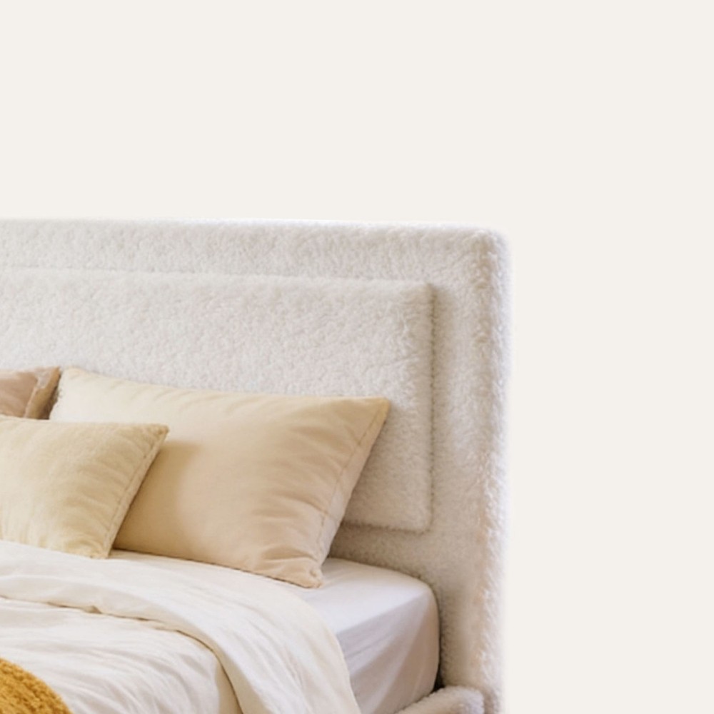 Bed Frame Full Size Upholstered Bed Frame with Adjustable Headboard Solid Wood