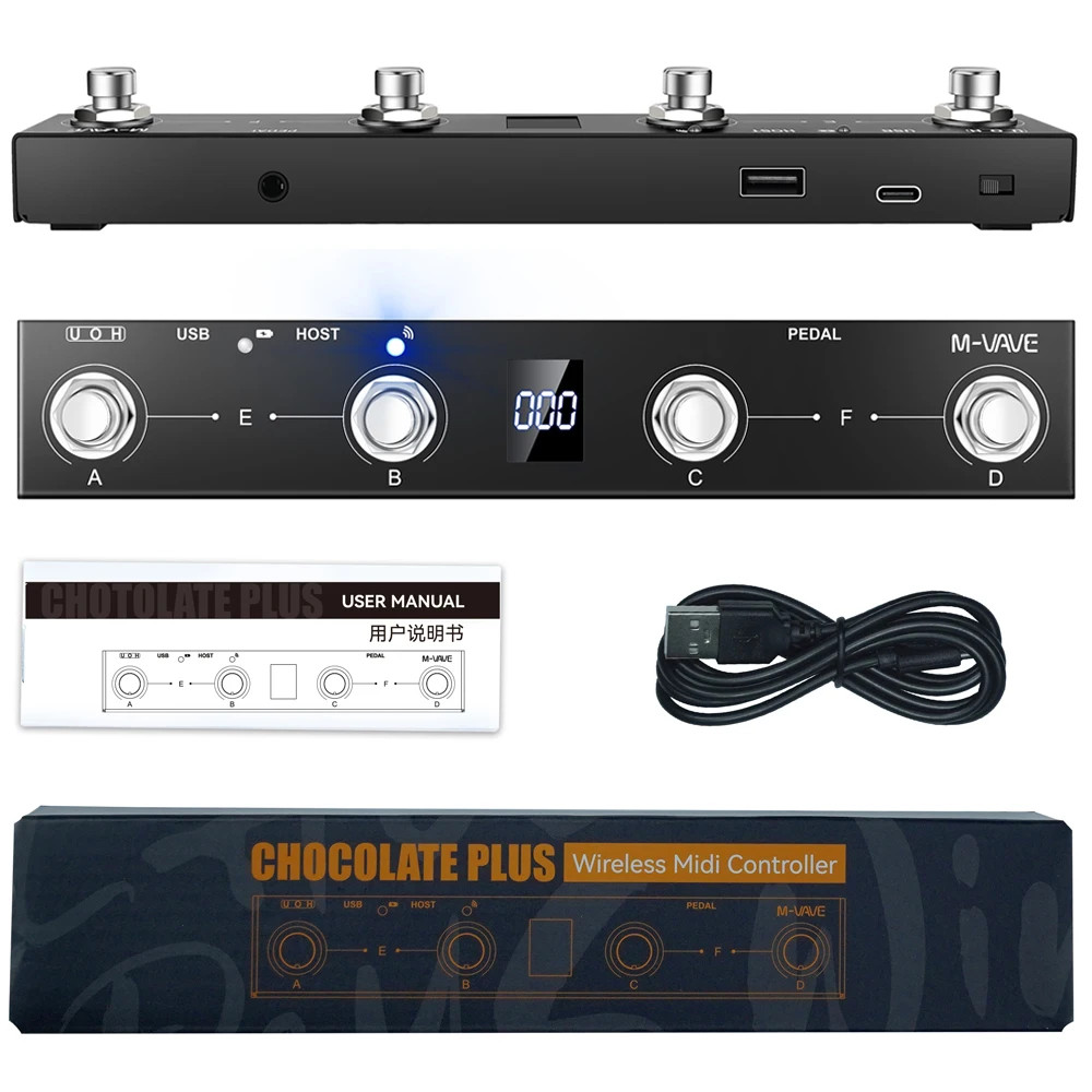 M-VAVE Chocolate Plus Wireless MIDI Foot Controller 4 Button Pedal Switch