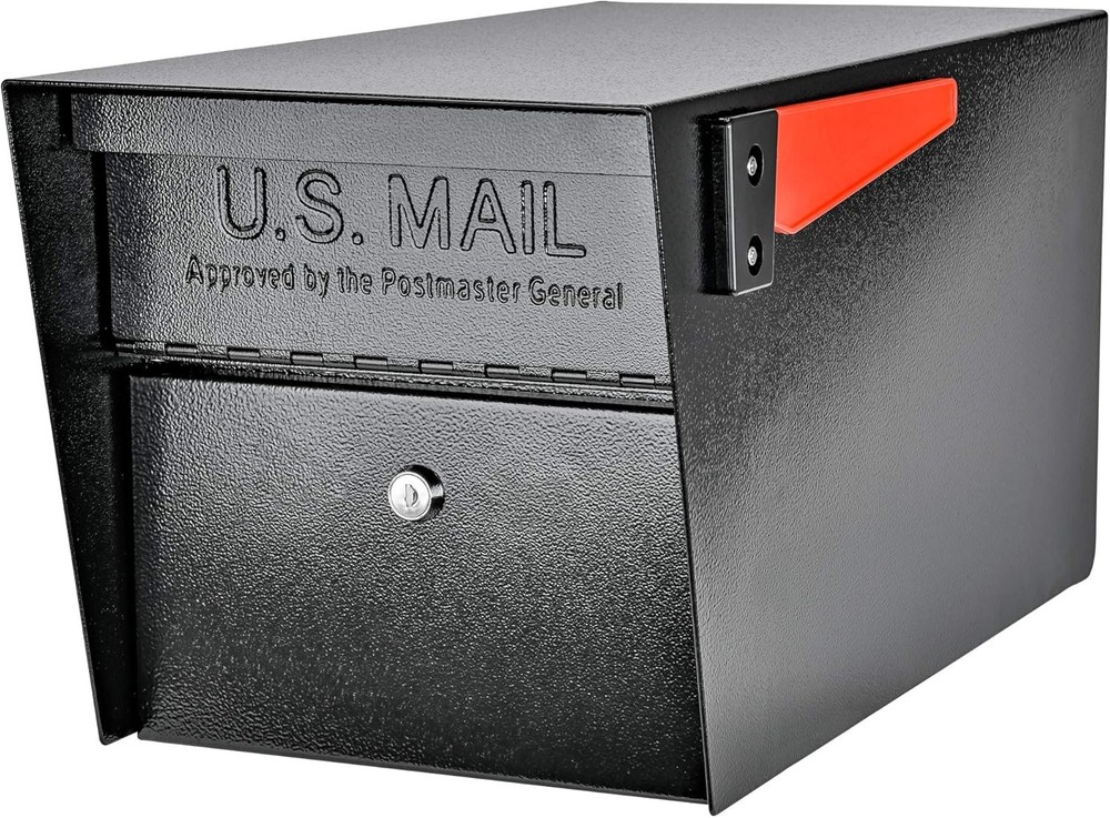 Locking Security Mailbox Large Curbside Mailbox with Key for Home Black