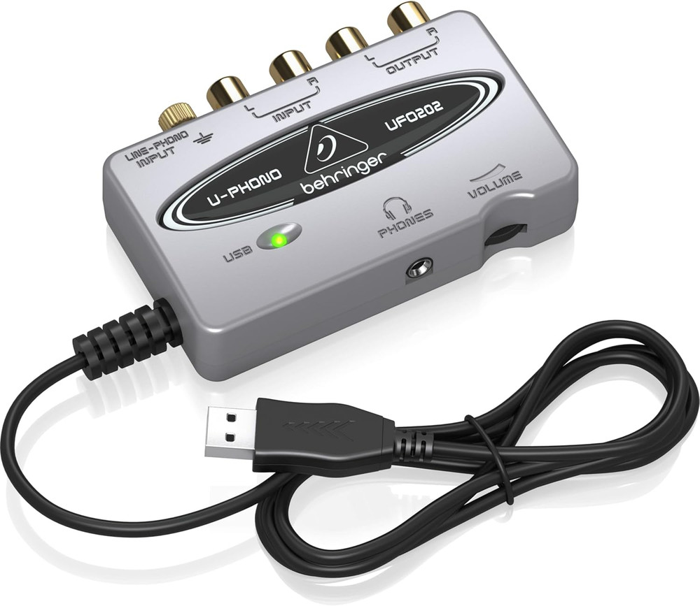 UFO202-BK USB Audio Interface Vinyl Recording Bundle, Black