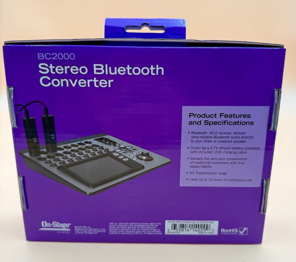On-Stage Stands BC2000 Stereo Bluetooth Receiver