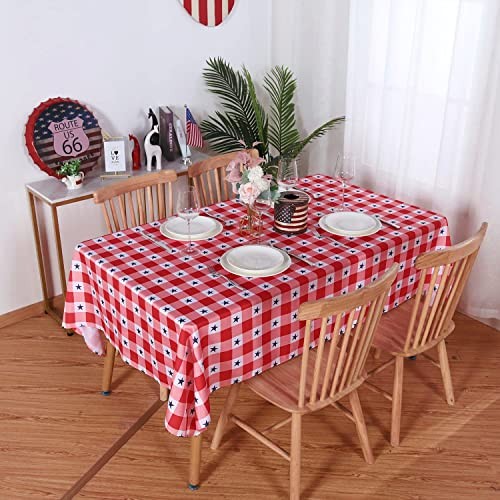 American Checkered Rectangle Table 84" x 60" (Rectangular) Chercked Stars