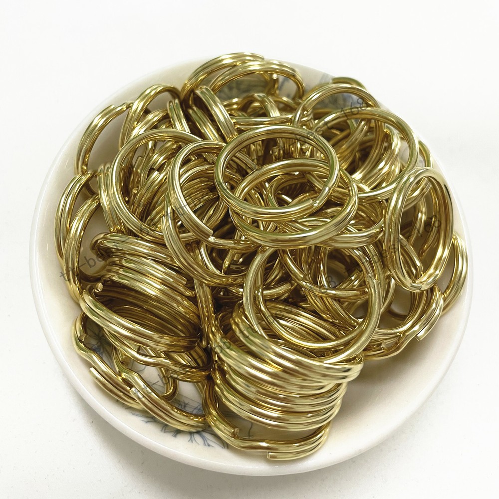 Solid Brass Key Ring Split Rings Round Wire Keyring 15mm - 35mm Double Loop